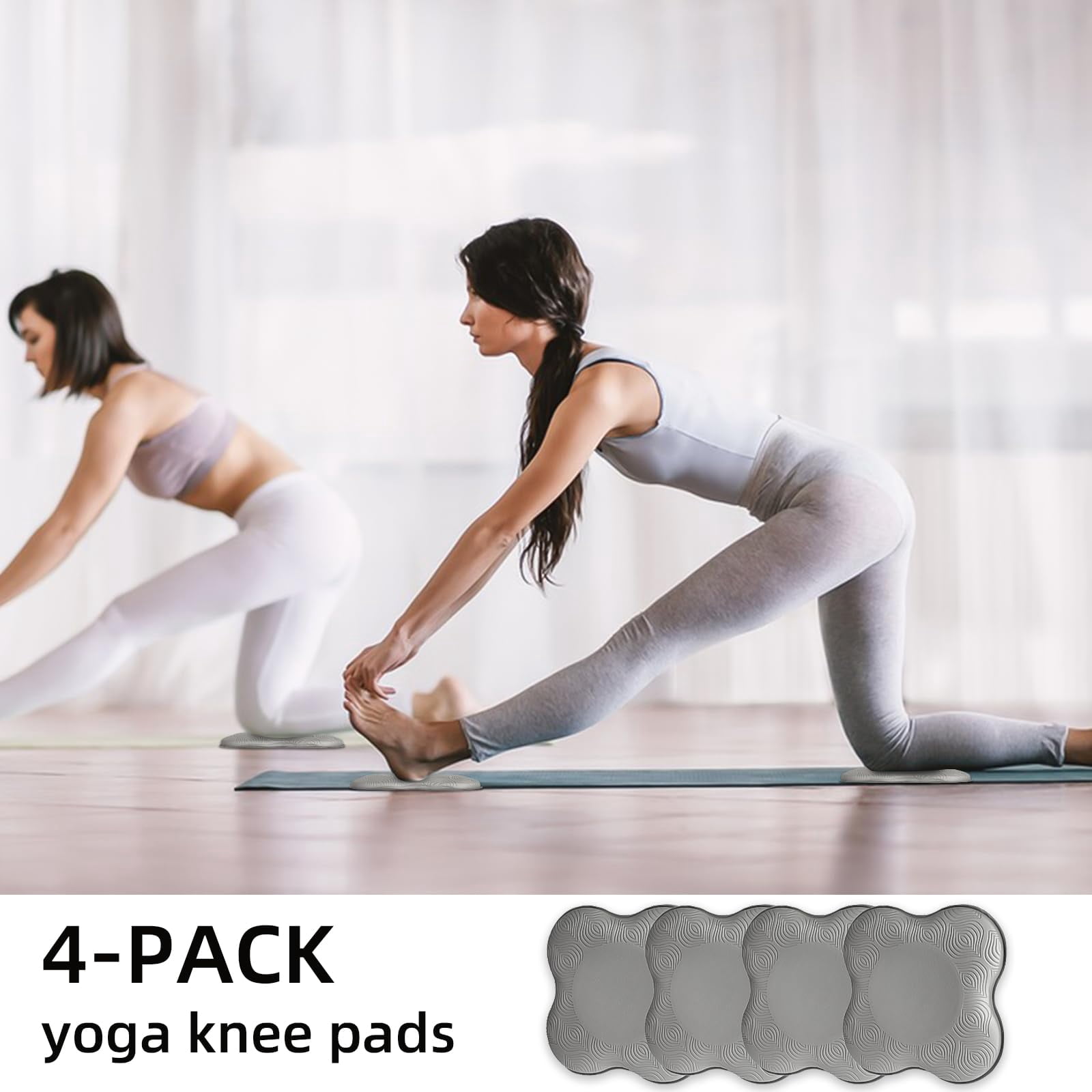 Yoga Knee Pads, Set of 4, Cushions for Knees and Elbows, Fitness, Meditation, Kneeling, Balance, Floor, Pilates (Pink Purple)