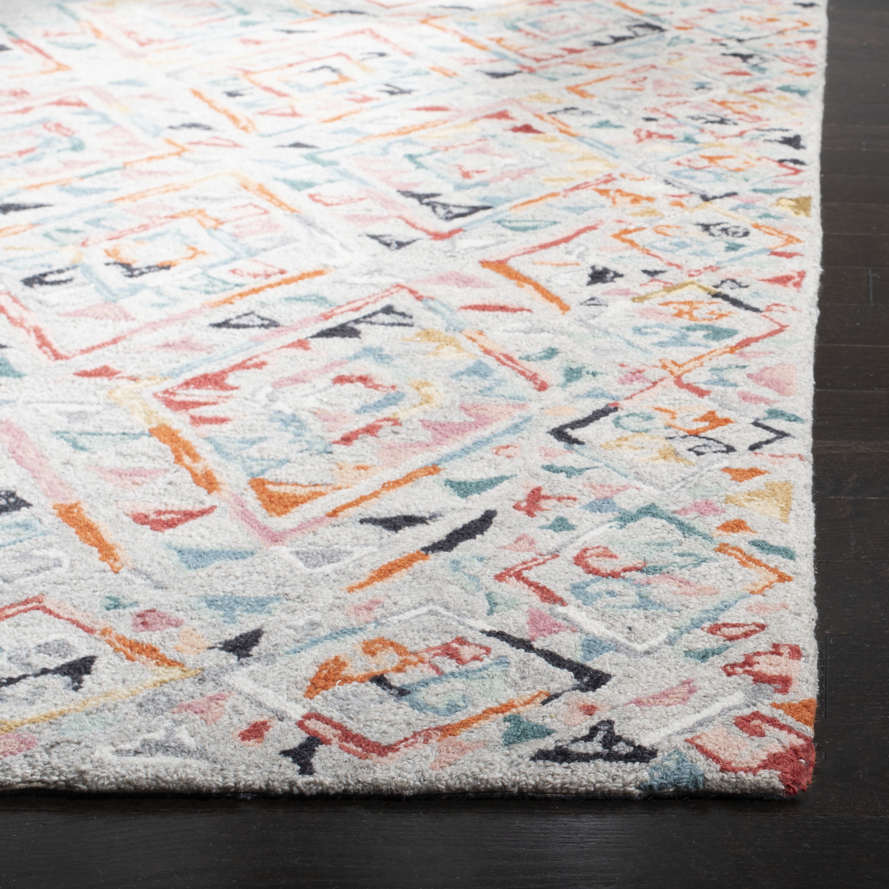SAFAVIEH Micro-Loop Andrina Diamond Area Rug, Grey/Pink, 2'6" x 4'