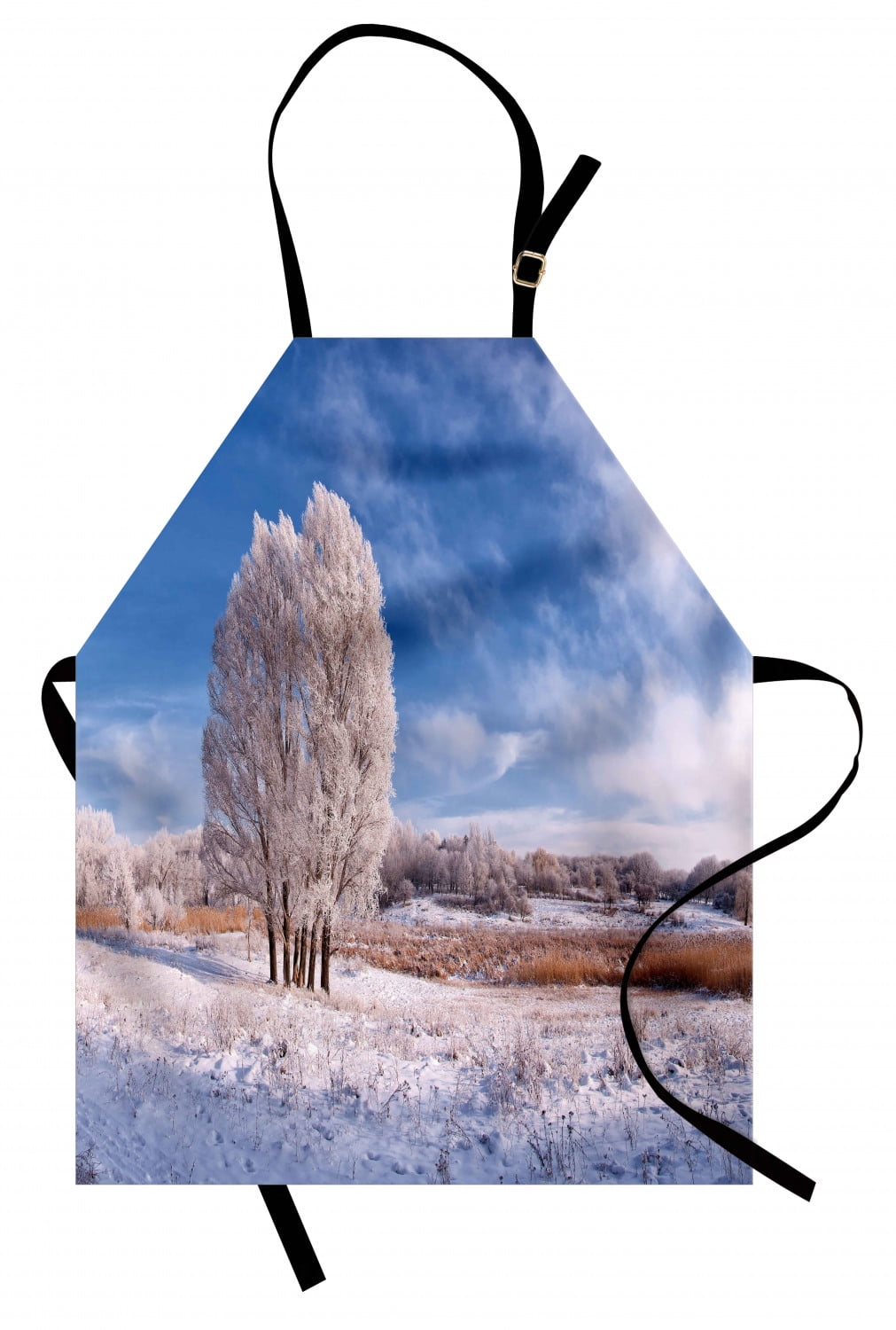 Nature Apron Winter Landscape with Snowy Foliage and Tree Icy Frozen
