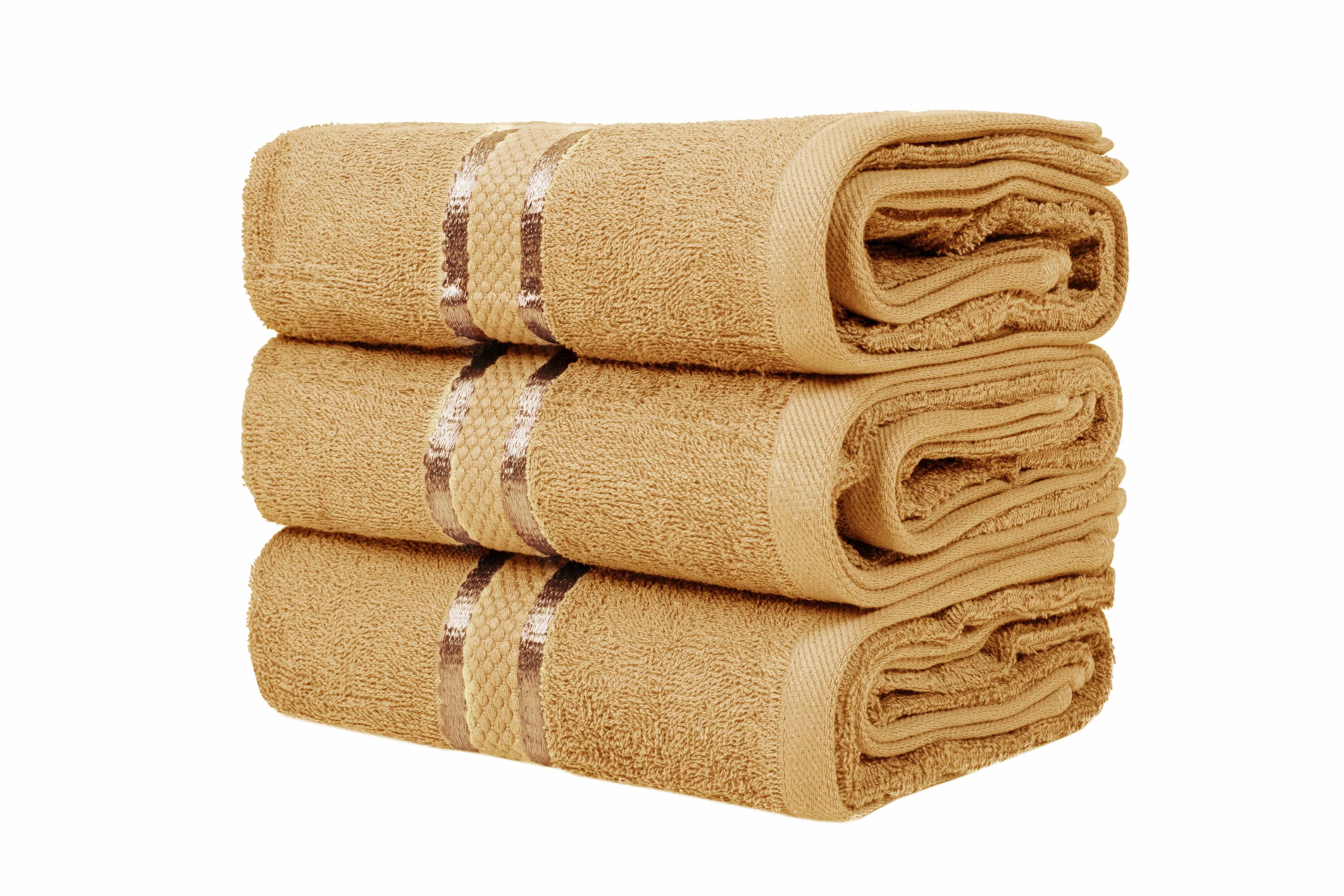 Dewalls Maisons 3-Pack Large Bath Towels, 100% Cotton 27x54 Inches, Quick Drying, Super Absorbent, Perfect for Daily Use, Bathroom & Hotel - Beige Color