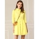 thumbnail image 2 of Vestido camisero informal Allegra K con pliegues y manga 3/4 botones Limon amarillo XL, 2 of 6