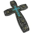 thumbnail image 4 of Urbalabs Western Wall Cross Christian Teal Stone Cross Gold Flower Floral Cowboy Religious 12" Wall Hanging Cross Country Wall Decor Room Decoration for Office Church Home Faith Love, 4 of 7