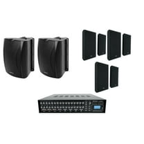 Rockville ROCK MATRIX Multi Source Home Receiver (8) 5.25" Black Wall Speakers