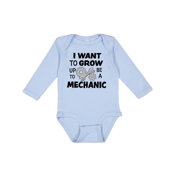Inktastic I Want To Grow up To Be a Mechanic Boys or Girls Long Sleeve Baby Bodysuit