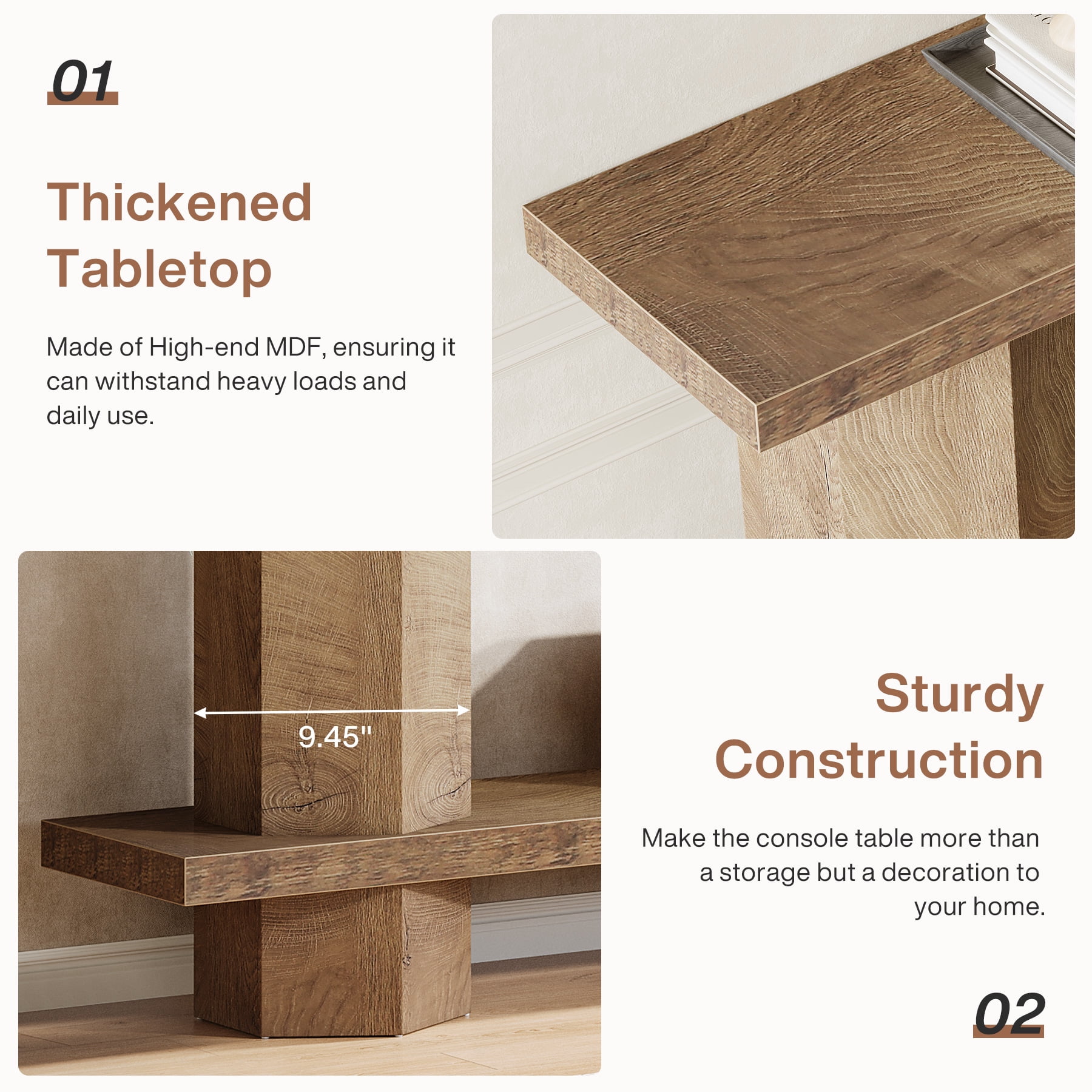 Tribesigns 71-Inch Long Console Table for Entryway, Wooden Sofa Table Behind Couch