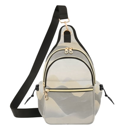 Crossbody Sling Bag for Women Shoulder Purse Trendy Daypack with Adjustable Strap Light Gray Mountains