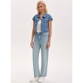thumbnail image 7 of DARING DIVA Women's Cap Sleeve Shrug Collared Open Front Jean Jacket S Blue, 7 of 7