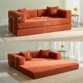thumbnail image 4 of YINIX 78,6" Convertible Sofa Couch with 2 Pillows, Sleeper Sofa Bed for Living Room, Small Spaces, Orange, 4 of 11