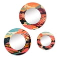 thumbnail image 2 of Designart "Japanese Mountain Serenity Elegant Pink Landscape II" Meadow Round Mirror Set of 3 - Traditional Pink Round Bedroom Mirror Wall Decor Set, 2 of 5