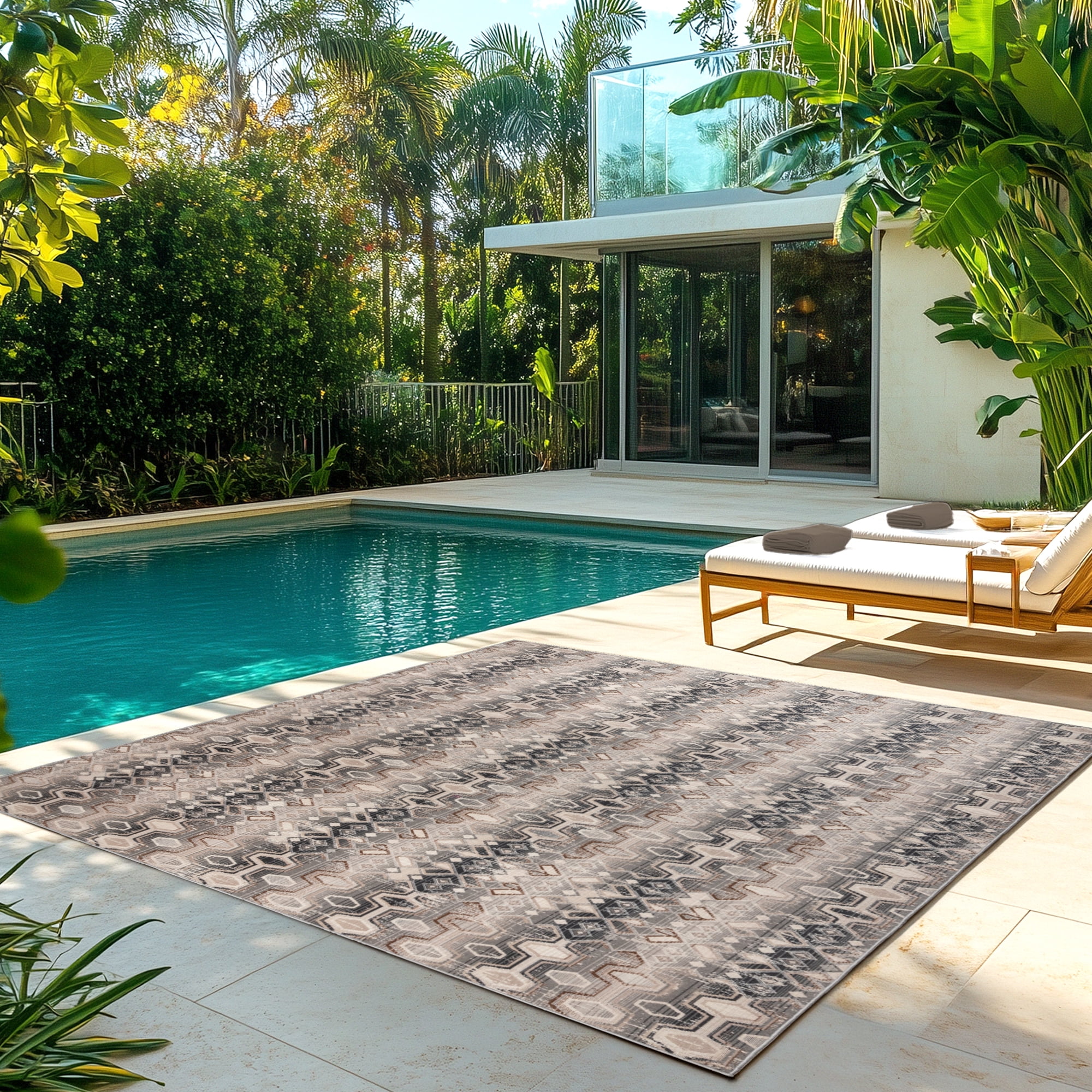 Caravan Noor Indoor/ Outdoor Polypropylene Gray Flat Weave Area Rug, 8x10