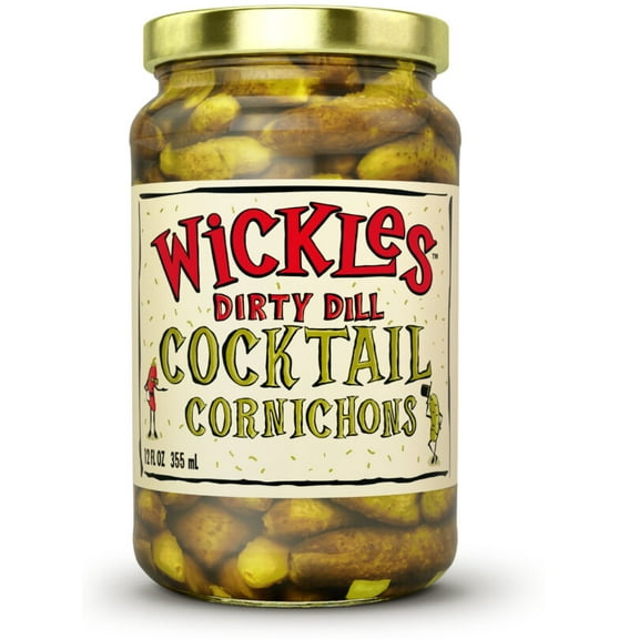 Pack of 6, Wickles Dirty Dill Cocktail Cornichons, 12 fl oz