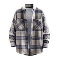 thumbnail image 2 of lulshou 2025 Plaid Shirt Men for Man Saving Men's Casual Cotton Plaid Shirts Long Sleeve Button-Down Flannel Overshirt Jacket Blue-XL, 2 of 3