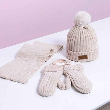

3Pcs Toddler Baby Girls Boys Winter Warm Knitted Cap+Scarf+Gloves Keep Warm Set