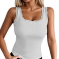 thumbnail image 2 of Womens Tank Tops with Built in Bras Square Neck Lace Neckline Padded Sleeveless Shirt Summer Outfits, 2 of 4