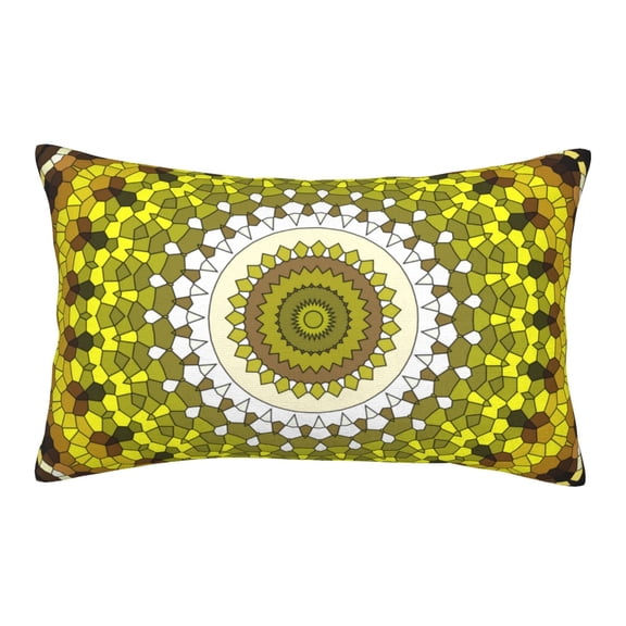 Naloa Yellow Mandala Pillowcase, Throw Pillowcase, Wrinkle-Free, Stain-Resistant with Hidden Zipper for Bedroom Sofa - 14"x20"