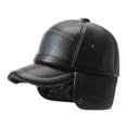thumbnail image 3 of Men Winter Baseball Caps With Foldable Earflaps Warm Hats Dome Artificial Leather 58cm Curved Brim Ear Protection ,Classic Vintage, 3 of 7