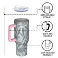 thumbnail image 4 of Floral 40oz Tumbler– Stainless Steel Insulated Tumbler with Handle and Straw, Large Capacity Travel Cup for Hot & Cold Drinks,Thanksgiving,Christmas, Spring,Flower, 4 of 6