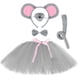 thumbnail image 4 of Disfraz de ratón gris para niños, fiesta de Halloween, tutú con temática de animales, falda de tutú para niñas pequeñas con orejas, cola, pajarita, guantes en la nariz, 4 of 5