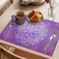 thumbnail image 3 of Purple Boho Flowers Placemats Set of 8, Vintage Abstract Watercolor Purple Bohemia Floral Non-Slip Place Mats Washable Table Mats for Kitchen Dining Table Decorations Indoor/Outdoor, 3 of 9
