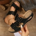 thumbnail image 3 of LOVZFMLL Wedge Sandals for Women 2025 Fashion Flower Cut Out Clogs Sandals Casual Outdoor Beach Vacation Comfort Walking Chunky Sandals Black 6, 3 of 9