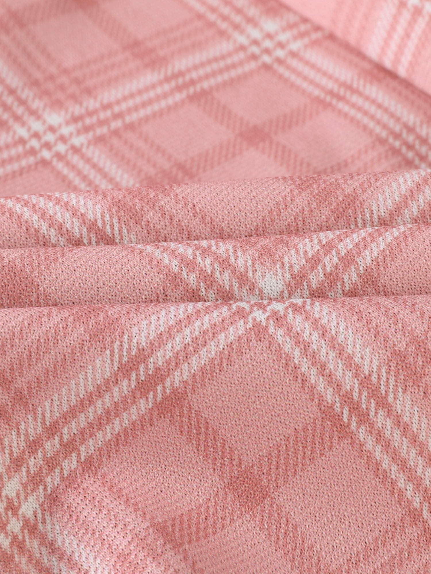 DARING DIVA Women's Tartan Plaid Pants Elastic Waist Straight Trousers M Pink
