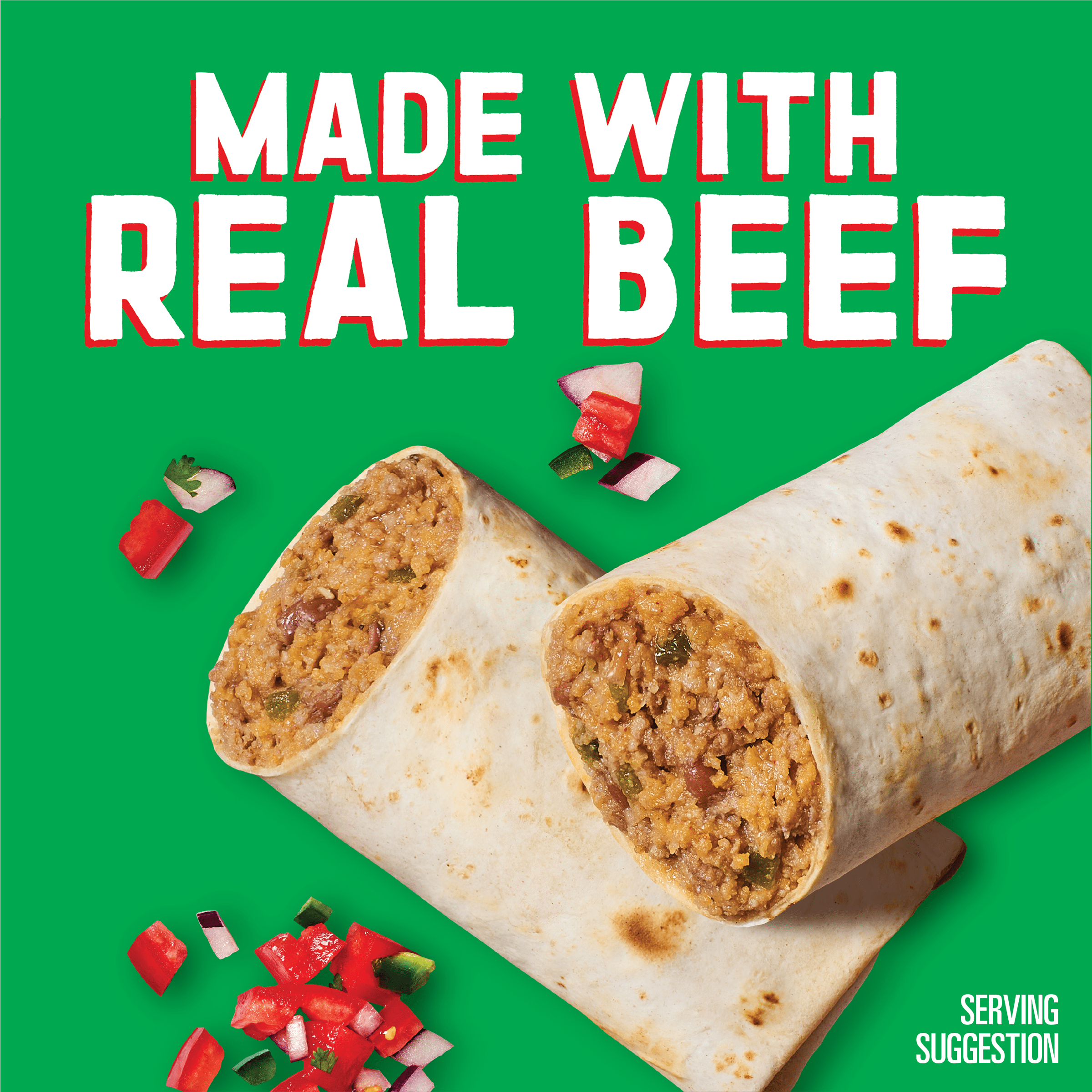 El Monterey Beef & Bean Green Chili Burritos, 32 oz, 8 Count (Frozen)