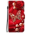thumbnail image 2 of Leather For Samsung Galaxy A57 5G Wallet Case Crystal Material Painted Animal&Flowers&Hearts Pattern, Wallet For Women Men Card Holder Magnetic Clasp Kickstand Folio Case With Hand Strap,Color-29, 2 of 8