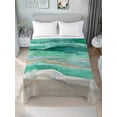 thumbnail image 2 of Twin Size Flat Sheet Only, Green Coastal Soft Brushed Microfiber Bed Sheets, Summer Beach Nautical Abstract Art Hotel Quality Breathable Bedding Top Sheet, Easy Care, 66"x96", 2 of 9