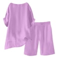 thumbnail image 5 of 2 Peice Short Sets for Women Short Sleeve Cotton Linen Shirts Matching Wide Leg Shorts Comfy Breathable Summer Outfits, XL, 5 of 8