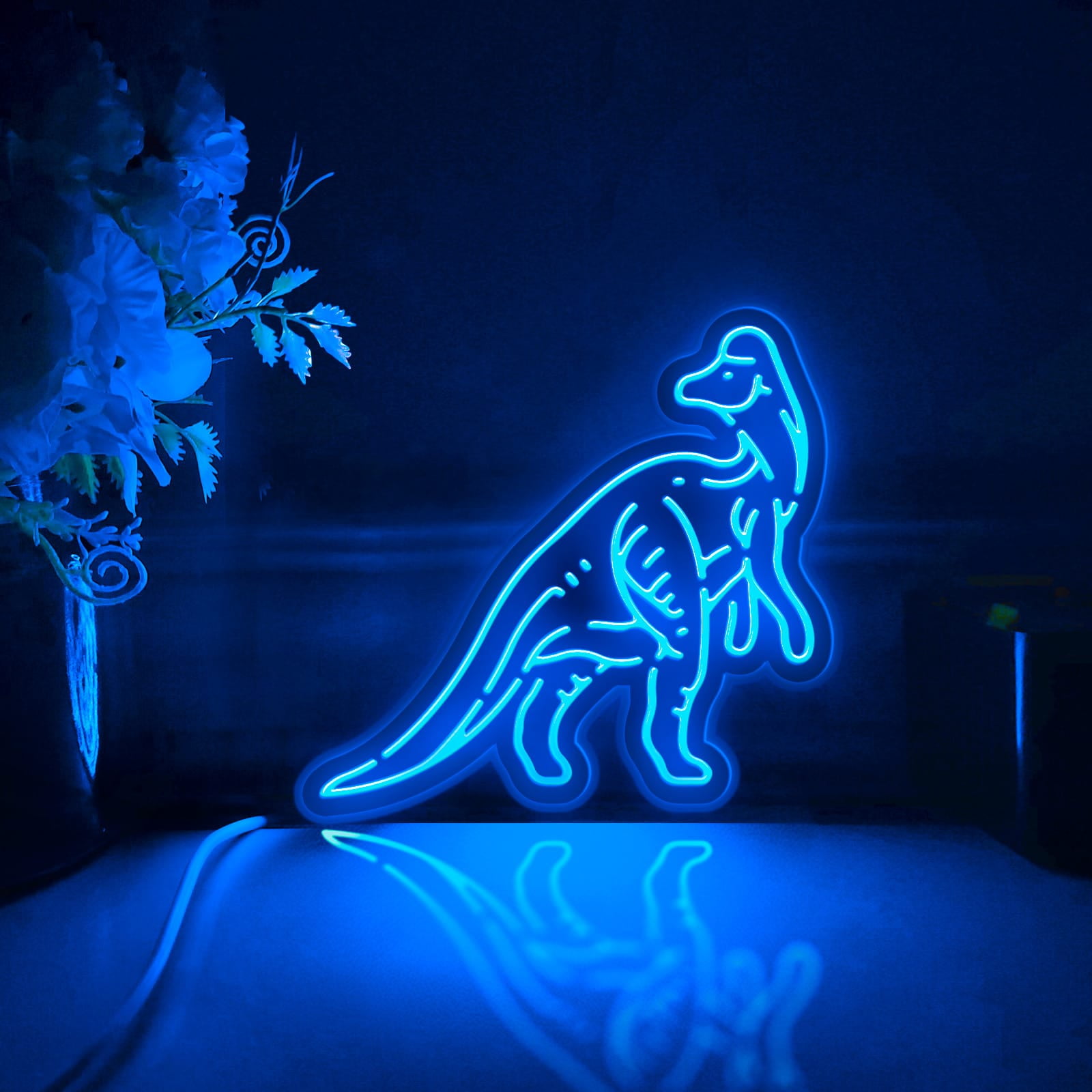 Dinosaur Led Light Box, Dimmable Neon-Like Light Signs USB Power for Wall Decor Bedroom Decoration, RGB Light (WxH) 16"x15"