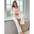 thumbnail image 5 of ScarletteEmmy Women’s Floral Pajama Set, Long Sleeve Button Front Lounge Sleepwear, Soft Ribbed Knit 2-Piece PJs, Lightweight Comfortable Homewear, Elegant Printed Loungewear Gift for Her, 5 of 7