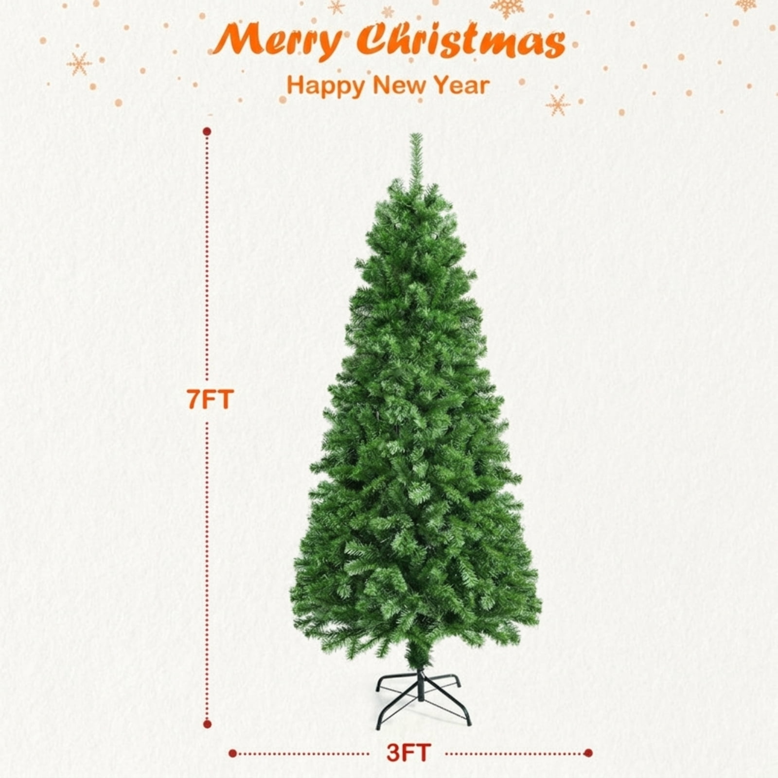 RUIE, 7 ft, Artificial Christmas Tree, with LED Fiber Optic Lights, 820 Branch Tips, Multicolor Holiday Xmas Tree for Indoor Home Office Decoration