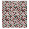 thumbnail image 3 of Rose Shower Curtain, Romantic Roses in Full Blossom on Monochrome Chevron Zig Zag Stripes, Fabric Bathroom Set with Hooks, 69W X 84L Inches Extra Long, Vermilion Jade Green Black, by Ambesonne, 3 of 3