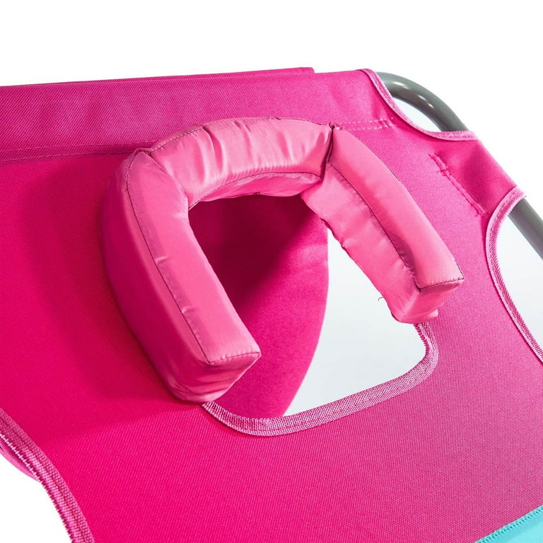 Ostrich Ladies Comfort Lounger Beach Chaise Pink Polyester Steel