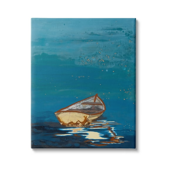 Stupell Industries Single Boat Ocean Surface Layered Marine Collage Painting Gallery Wrapped Canvas Print Wall Art, Design by Stacy Gresell