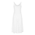 thumbnail image 3 of Robe de Plage d'Été pour Femme, Couleur Unie, Sans Manches, Robe de Plage Transparente en Dentelle, Col Rond, Maxi, Cache-Maillot, Blanc, M, 3 of 6