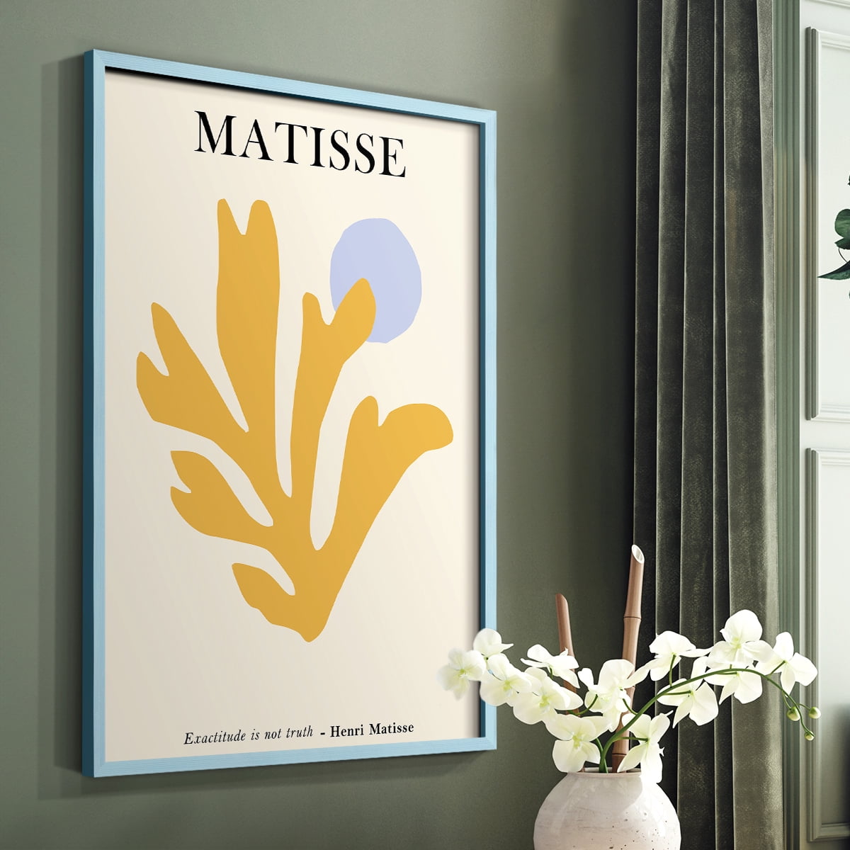 Matisse CDLXXXVI in Blue Solid Wood Framed Print No Nail Hanging