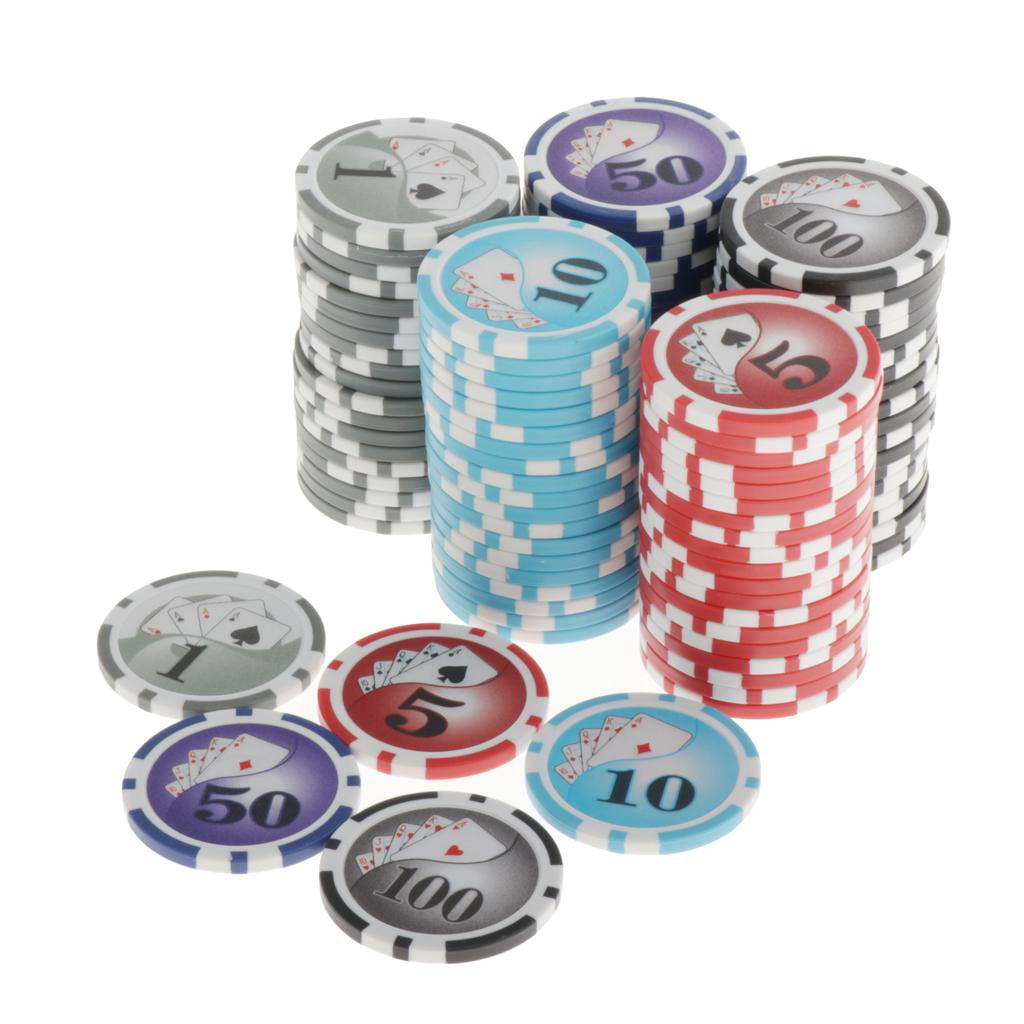 100pcs Chips Poker Chips Set 13.5g Casino Supply Board Cards Game Token 
