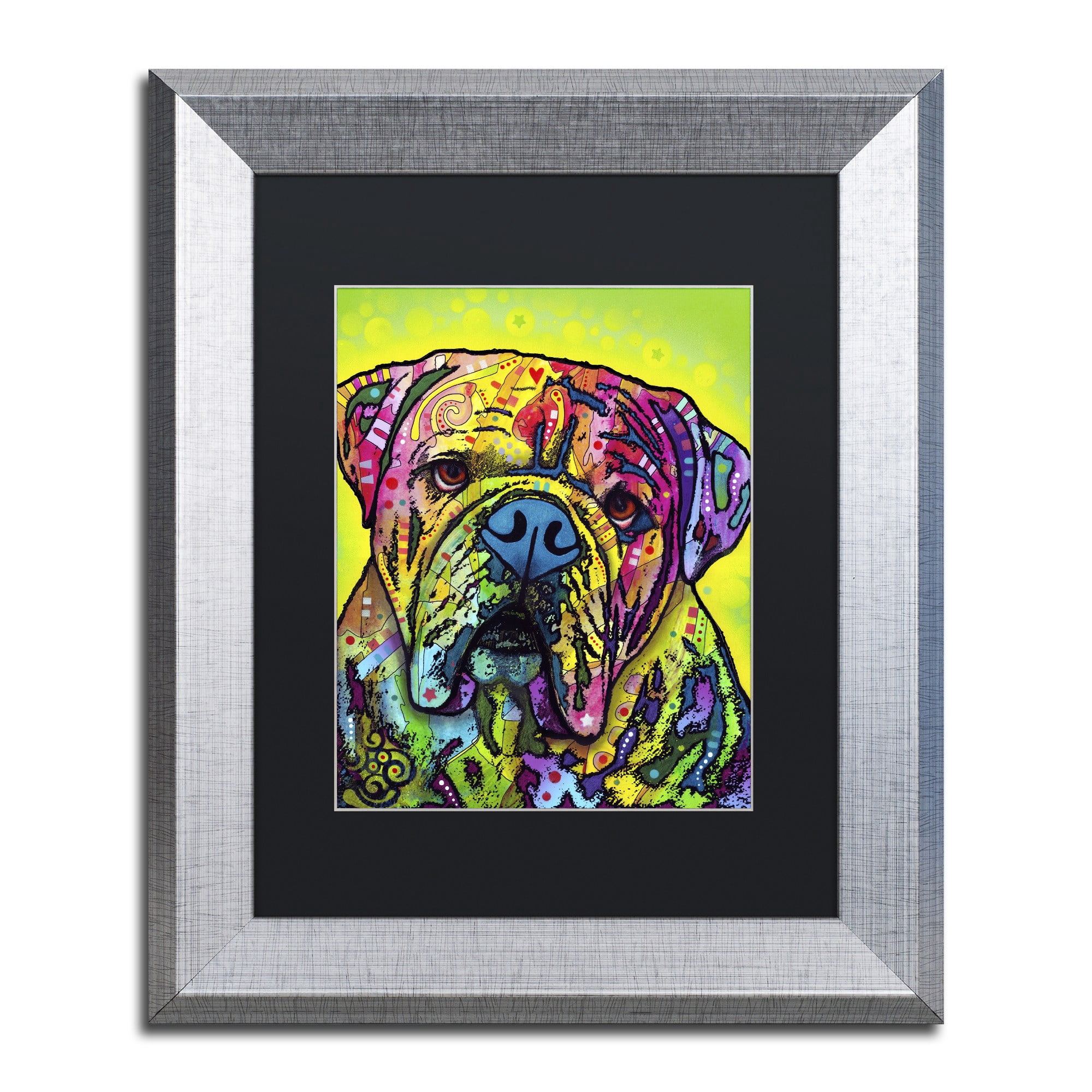Trademark Fine Art "Hey Bulldog" Canvas Art by Dean Russo, Black Matte, Silver Frame