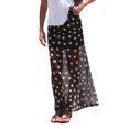 thumbnail image 2 of Women's Mesh Polka Dots Skirts Elastic Waist Semi See Through Skirt for Streetwear Coffee & White S, 2 of 10