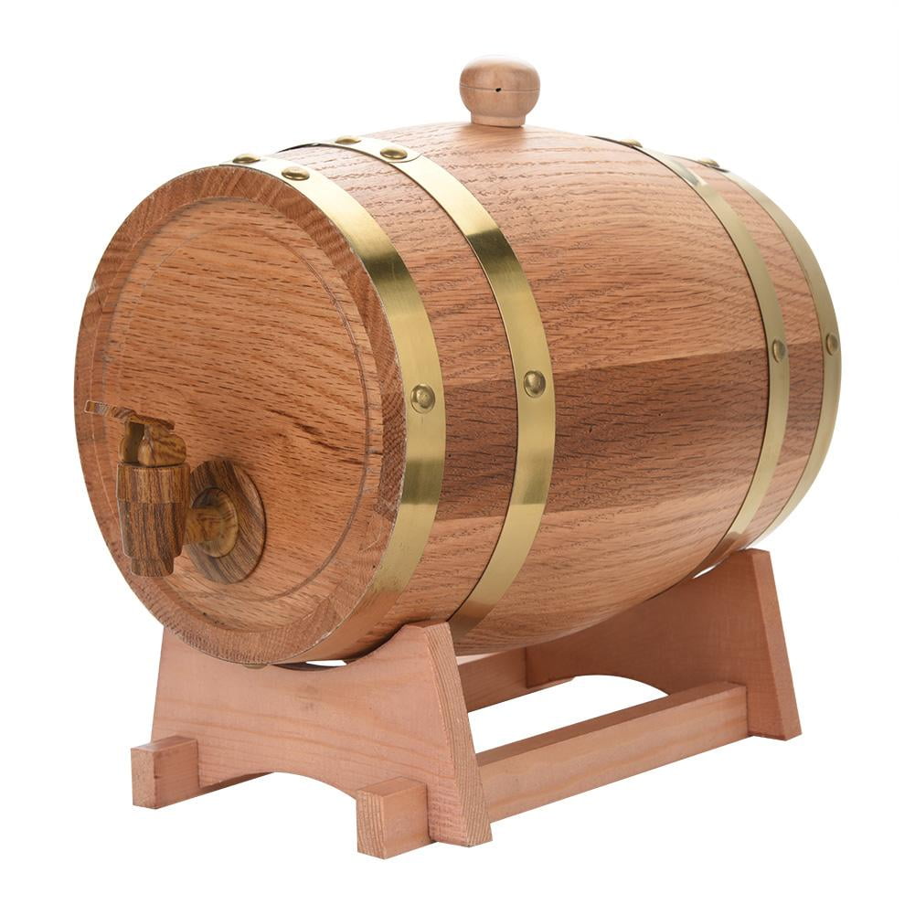Vintage Wood Oak Timber Wine Barrel Dispenser for Whiskey Beer Wine Bourbon Tequila Rum & More 3 Liters Oak Wine Barrel