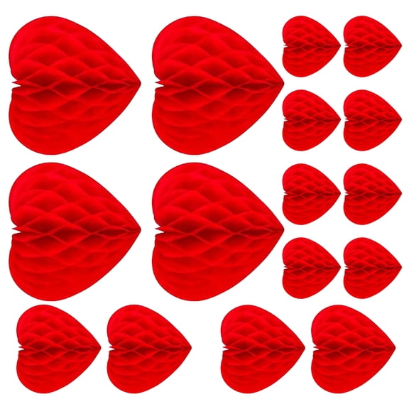 Pack of 16 Craft Assemble Heart Honeys Combs Party Decorations for Ceiling Wall Festival Atmospheres Valentines Celebration