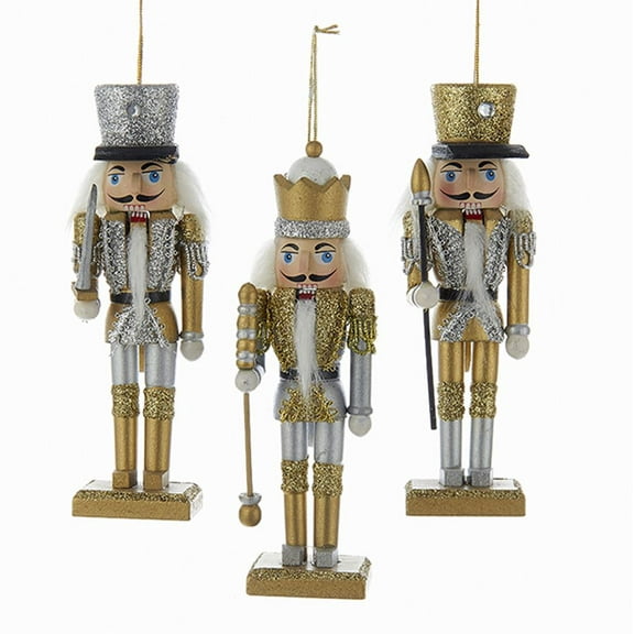 Gold and Silver Nutcracker Ornaments, 3-Pack