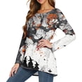 thumbnail image 5 of Halloween Long Sleeve Shirts for Women Funny Halloween Party Bat Crew Neck Loose Party Womens Tunic Tops Trendy Vintage Fall Clothes Wear with Leggings Outfits Gray XXL, 5 of 7