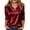 Red, variant on Women's Casual Elegant Draped Neckline Pleated Collar Satin 3/4 Sleeve Shirt Top Blouse, Red M