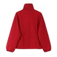 thumbnail image 5 of Women Stand Collar Button Front Lightweight Jacket Loose Long Sleeve Casual Outerwear With Pockets (Red M), 5 of 9