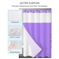 thumbnail image 2 of No Hook Cloth Fabric Shower Curtain with Snap in Liner, Blue Purple Waterproof Shower Curtains Set with See Through Top Window, Geometric Vertical Striped Solid Rainbow Bath Curtains Shower 36"x72", 2 of 6