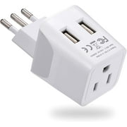 Ceptics Canada to Italy, Chile, Libya Travel Adapter (Type L) - Dual USB - Charge your Cell Phone, Laptops, Tablets -