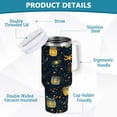thumbnail image 2 of Yayeee 40oz Stainless Steel Tumbler with Straw and Handle Double-Wall Insulated Travel Water Bottle, Orange Fireflies Pattern, 2 of 8