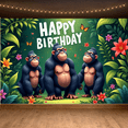 thumbnail image 2 of Decorative Design Banner Gorilla Theme Jungle Backdrop Party Decoration Celebration Banner for Kids Party Indoor Decoration Event Decoration, 2 of 9